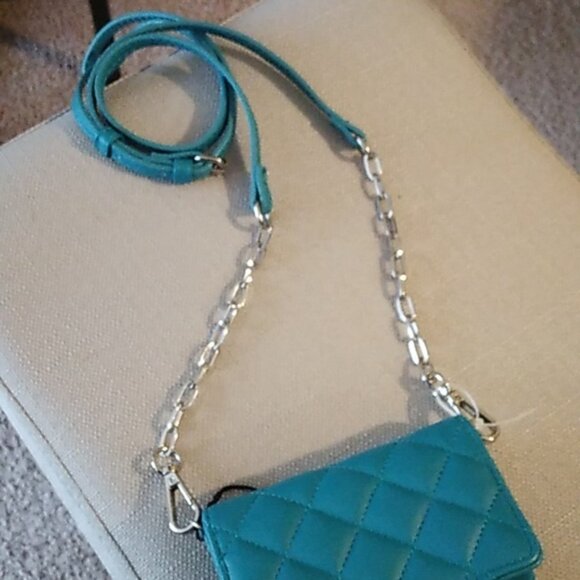 Steve Madden MINI Brilly Cedar Green Flap Card Case Crossbody Wallet NWT - Picture 4 of 6